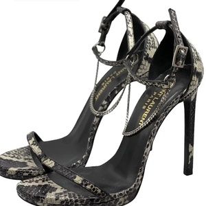 100% Authentic YSL "Jane" Python Sandals Sz 37.5